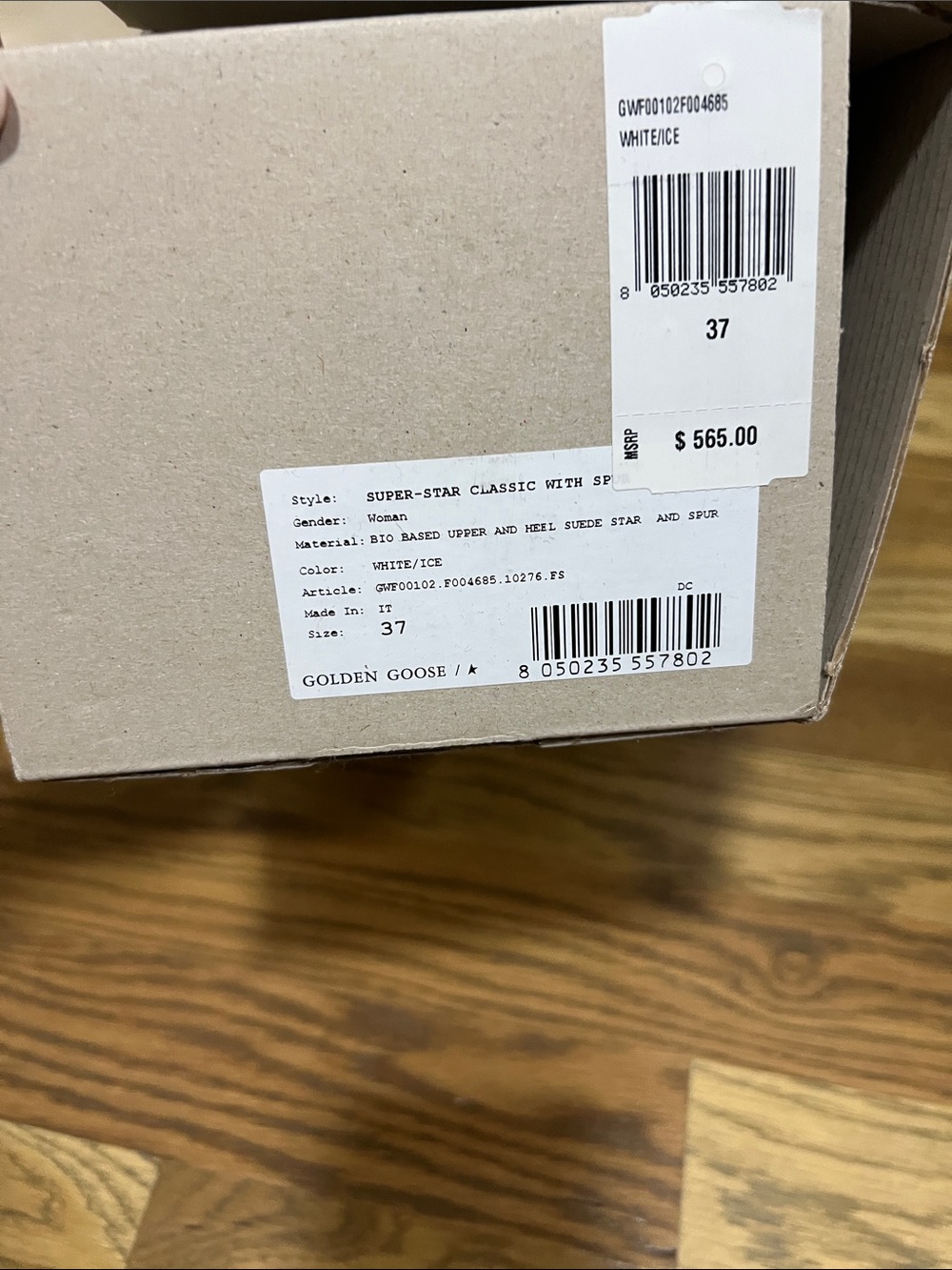 Golden Goose White Leather Sneakers with Grey Star Accent - Picture 5 of 5